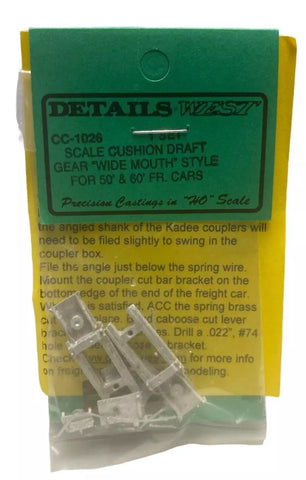 HO Scale Details West CC-1026 Scale Cushion Draft Gear "Wide Mouth" Style