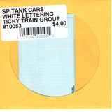 HO Scale Tichy Train 10053 SP Tank Cars White Lettering Decal Set
