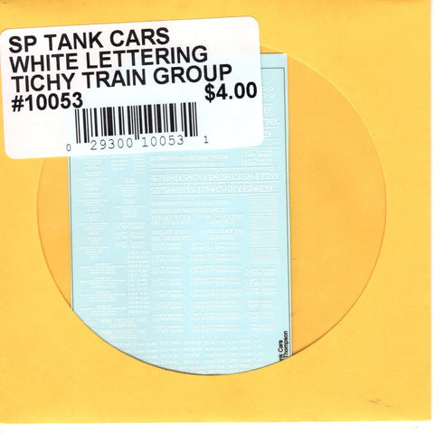 HO Scale Tichy Train 10053 SP Tank Cars White Lettering Decal Set