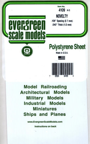 Evergreen 4109 Styrene Novelty Siding .109" Spacing .040 Thick 6x12" Sheet