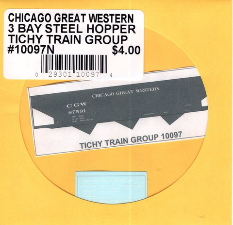 N Scale Tichy Train Group 10097N CGW Chicago Great Western 3-Bay Hopper Decal
