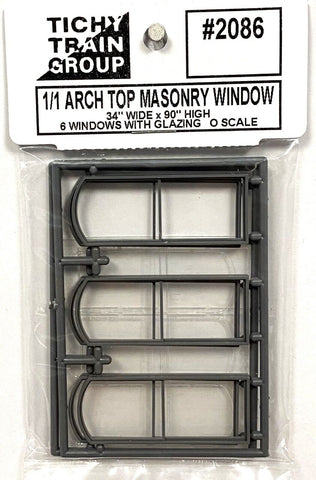 O Scale Tichy Train Group 2086 1/1 Arched-Top Masonry Window (6) pcs