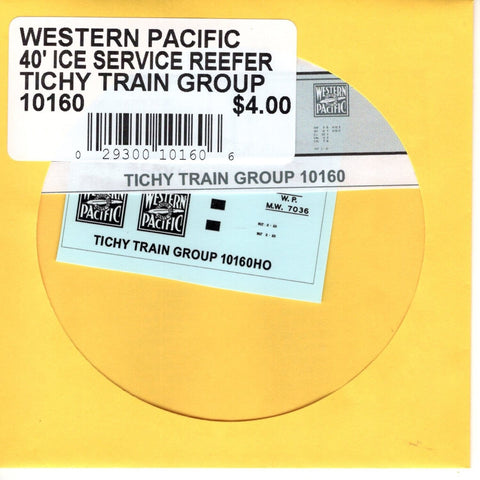 HO Scale Tichy Train 10160 Western Pacific Car 40' Ice Service Reefer Decal Set
