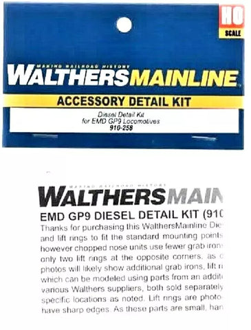 HO Scale Walthers MainLine 910-258 EMD GP9 Phase II Diesel Detail Kit