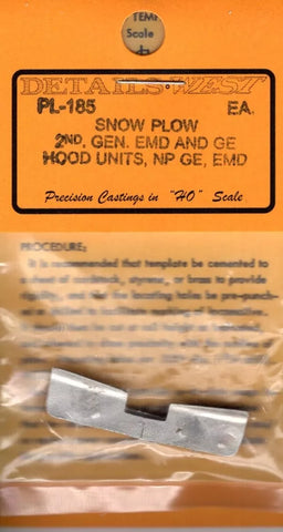 HO Scale Details West PL-185 Snow Plow 2nd, Gen. EMD and GE Hood Units, NP GE