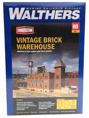 HO Scale Walthers Cornerstone 933-4104 Vintage Brick Warehouse Building Kit