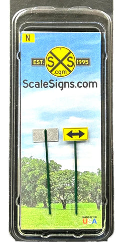 N Scale ScaleSigns.com 3026C Two Directional Arrow Street Sign (2) pcs