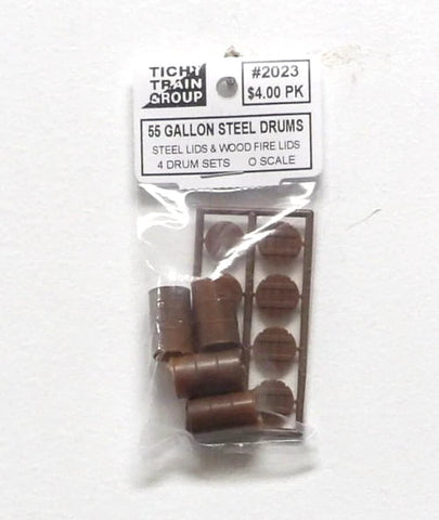 O Scale Tichy Train Group 2023 55-Gallon Steel Drums w/Lids pkg (4)