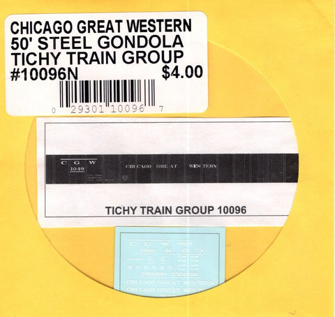N Scale Tichy Train Group 10096N CGW Chicago Great Western 50' Gondola Decal