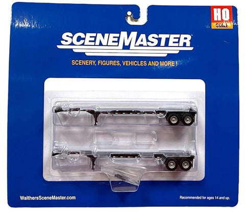 HO Scale Walthers SceneMaster 949-4553 Black 40' Container Chassis 2-Pack