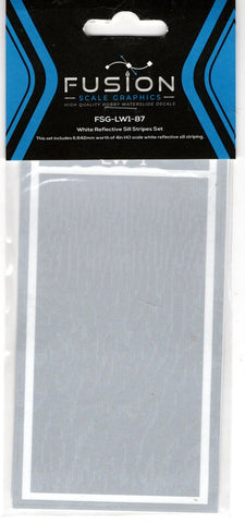 HO Scale Fusion Graphics LW1-87 Locomotive White Reflective Sill Stripes Decal