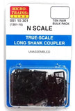 N Scale Micro Trains 110301 Unassembled True-Scale Long Shank Coupler pkg (20)