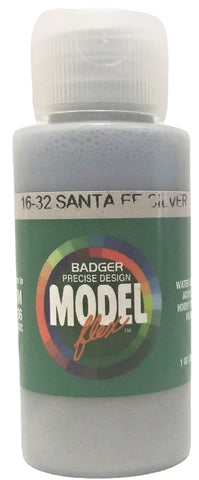 Badger Model Flex 16-32 ATSF Santa Fe Silver 1 oz Acrylic Paint Bottle