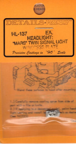 HO Scale Details West HL-137 Headlight: "Mars" Twin Signal Light w/Recess Plate