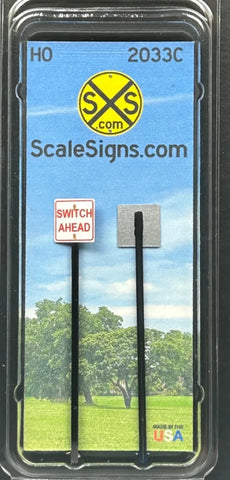 HO Scale ScaleSigns.com 2033C White & Red Switch Ahead Sign (2) pcs
