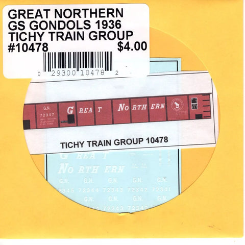 HO Scale Tichy Train 10478 GN Great Northern GS Gondola 1936 Decal Set