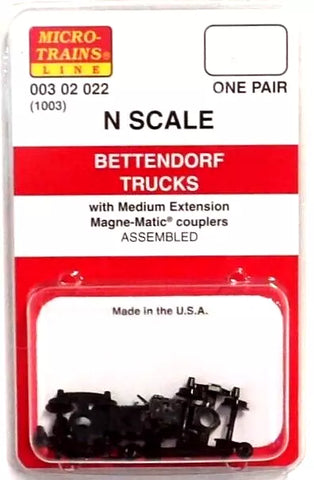 N Scale Micro Trains 302022 Bettendorf Trucks w/Assemble Medium Couplers (1)Pair