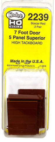 HO Scale Kadee 2239 7' Superior 5 Panel Boxcar Red Doors High Tack Board (2) pr