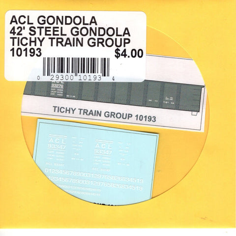 Copy of HO HO Scale Tichy Train 10193 ACL Gondola 42' Steel Gondola Decal SetTichy Train 10192 ACL Atlantic Coast Line 2 Bay Wood Hopper Decal Set