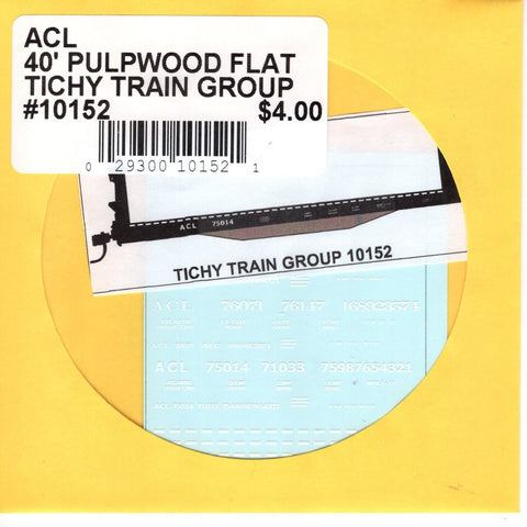 HO Scale Tichy Train 10152 ACL Atlantic Coast Line 40' Pulpwood Flat Decal Set