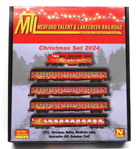 N Scale Micro Trains 98321388 2024 MT&L RR Christmas Passenger Train Set