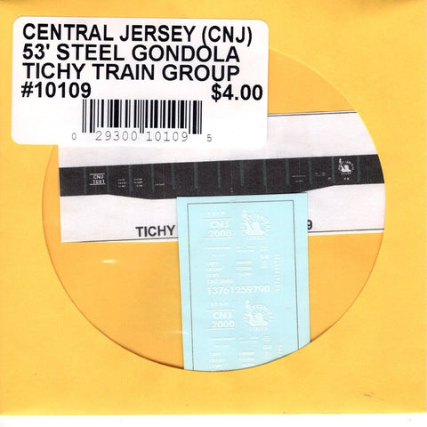 HO Scale Tichy Train 10109 Central Jersey (CNJ) 53' Steel Gondola Decal Set