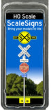 HO Scale ScaleSigns.com 240901 Crossbuck + 1 Track + Stop Sign + ID Sign