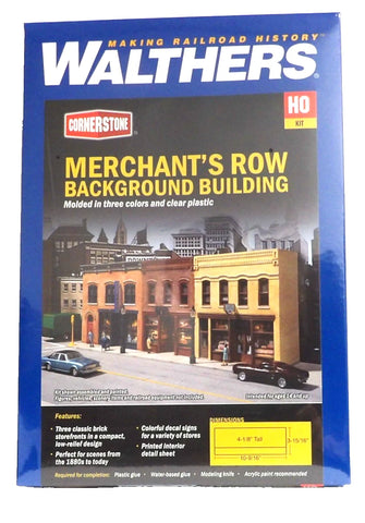 HO Scale Walthers Cornerstone 933-4072 Merchant Row Background Building Kit