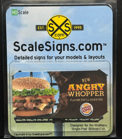 HO Scale ScaleSigns.com 160003 Burger King "Angry Whopper" #3 Billboard Sign