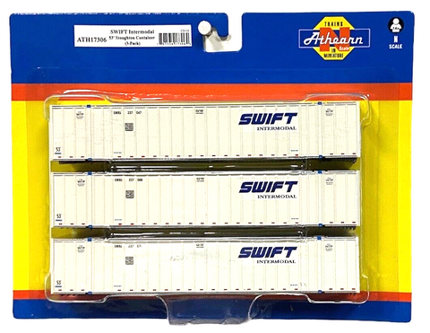 N Scale Athearn 17308 Green HUB Group 53' Stoughton Containers Set #1 3-Pack