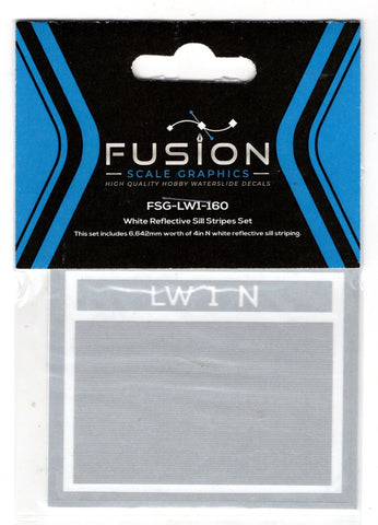 N Scale Fusion Graphics LW1-160 Locomotive White Reflective Sill Stripes Decal
