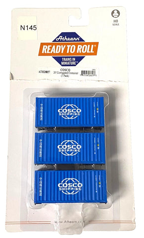 HO Scale Athearn 28857 COSCO 20' Corrugated Container Set (3) pk