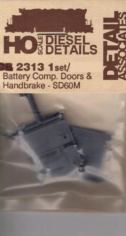 HO Scale Detail Associates 2313 Battery Comp. Doors & Handbrake - SD60M 1 Pkg