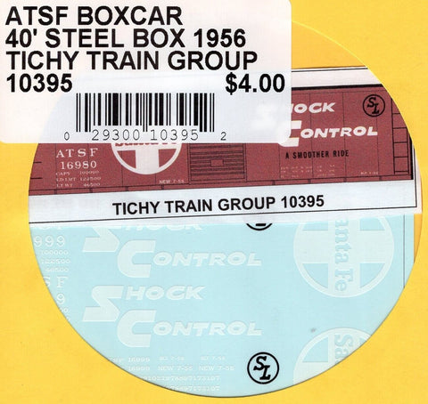 HO Scale Tichy Train 10395 Santa Fe ATSF Boxcar 40' Steel Box 1956 Decal Set