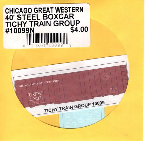 N Scale Tichy Train Group 10099 CGW Chicago Great Western 40' Boxcar Decal