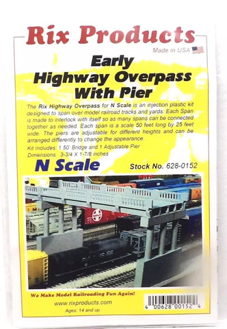 N Scale Rix Products 628-152 1930s 50' Deck w/Pier Highway Overpass Kit