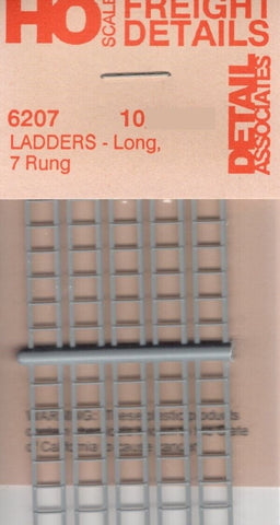 HO Scale Detail Associates 6207 Ladders - Long, 7 Rung 10/Pkg