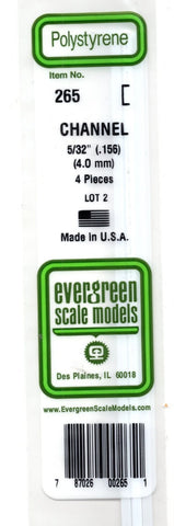 Evergreen 265 Styrene 14" Channel .156" .40cm pkg(4)