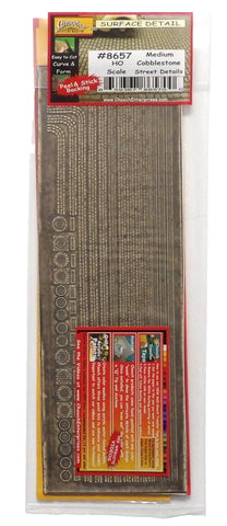 HO Scale Chooch 214-8657 Medium Cobblestone Street Details Flexible Roadway