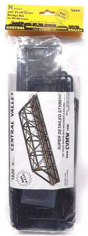 N Scale Central Valley 1820 153' Modernized Through-Truss Bridge w/Walkways Kit