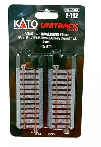 HO Scale Kato Unitrack 2-192 #6 Turnout Auxiliary Straight Track 3-13/16" pkg(4)