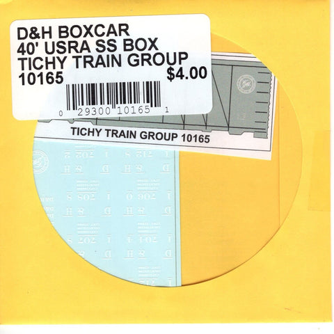 HO Scale Tichy Train 10165 D&H 40' USRA SS Box Decal Set