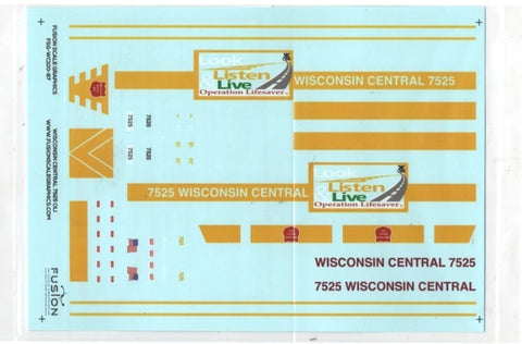 HO Scale Fusion Graphics Wisconsin Central 7525 OLS SD45 Locomotive Decal Set