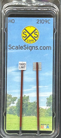 HO Scale ScaleSigns.com 2109c Railroad Yard Limit Sign (2) pcs