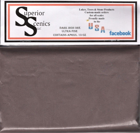 Superior Scenics Dark Iron Ore Ultra Fine Rock/Ballast 10 oz Bag