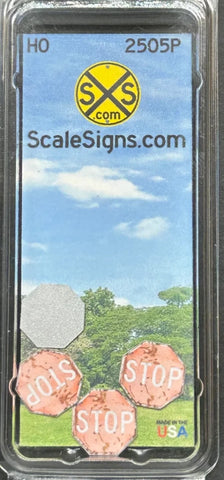HO Scale ScaleSigns.com 2505P Pre-Cut Faded Stop Sign (4) pcs