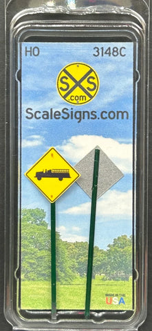 HO Scale ScaleSigns.com 3148c Emergency Vehicle/Fire Truck Ahead Sign (2) pcs