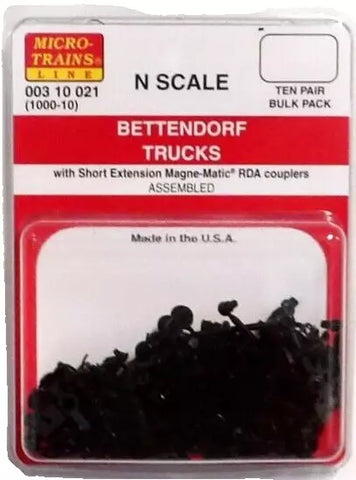 N Scale Micro Trains 310041 Barber Roller Bearing Trucks w/Short Coupler (10) Pr