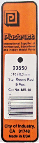 Plastruct 90850 MR-10 Styrene Round Rod .010" (10) pcs