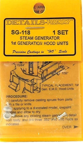 HO Scale Details West SG-118 Steam Generator 3-Piece Set
